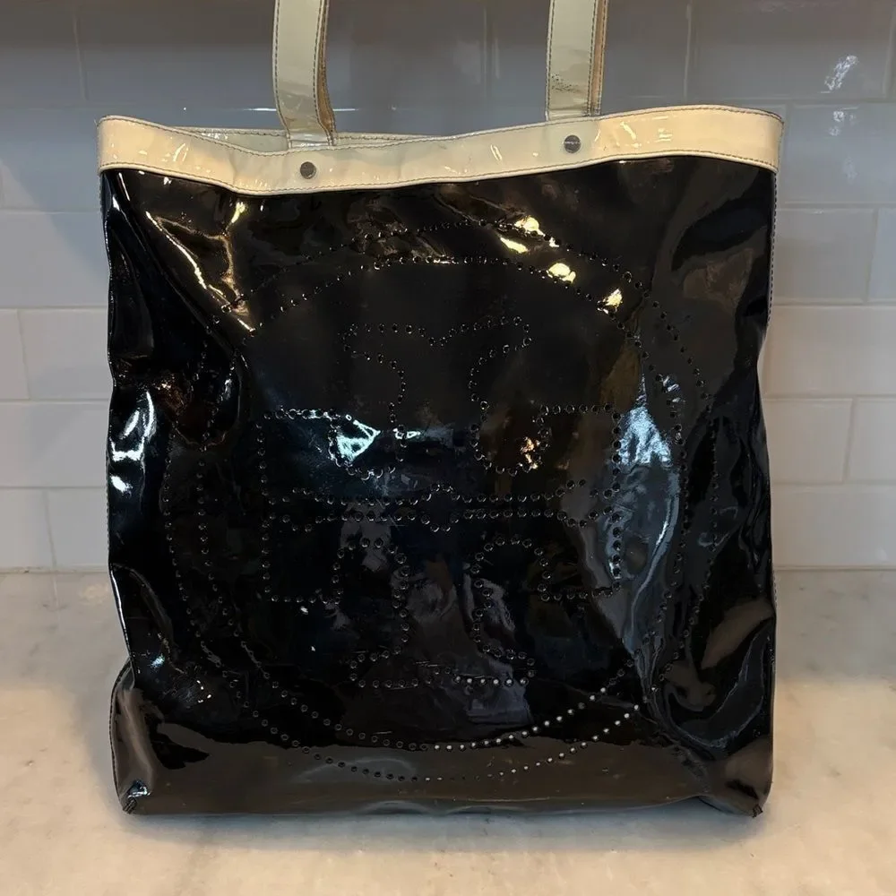 Tory Burch Bag Purse Handbag Tote Logo Patent Leather XL Designer Bag